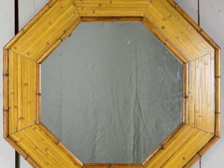 Mid century octagonal mirror with bamboo frame 35¾  Supply