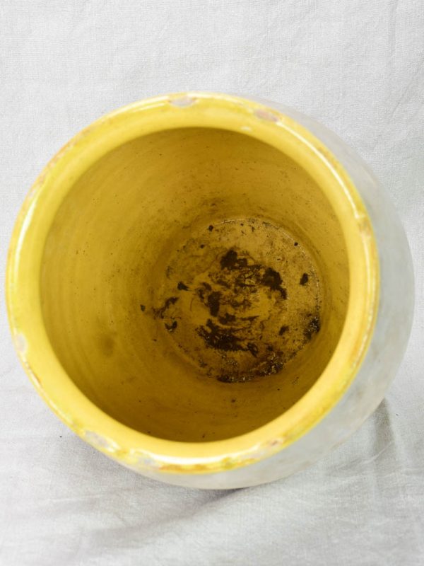 Antique French confit pot with yellow glaze from Castelnaudary 13½  For Discount