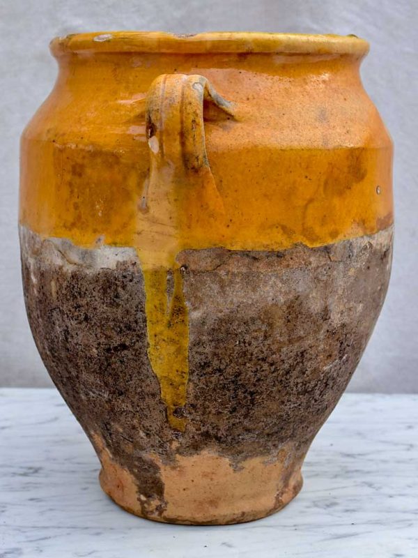 Antique French confit pot with orange glaze 11½  Online