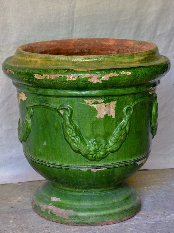 Large French garden urn with Green glaze from St John De Fos - three available 25¼  Cheap