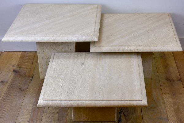 Three vintage travertine nesting side tables Discount