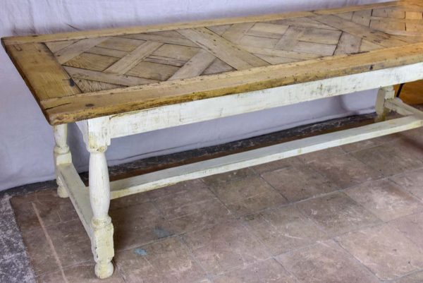 Antique French parquetry dining table - salvaged 18th Century oak floor 92½  x 33  For Discount