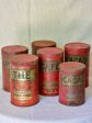 Collection of 6 antique French tole storage tins 9½  Cheap