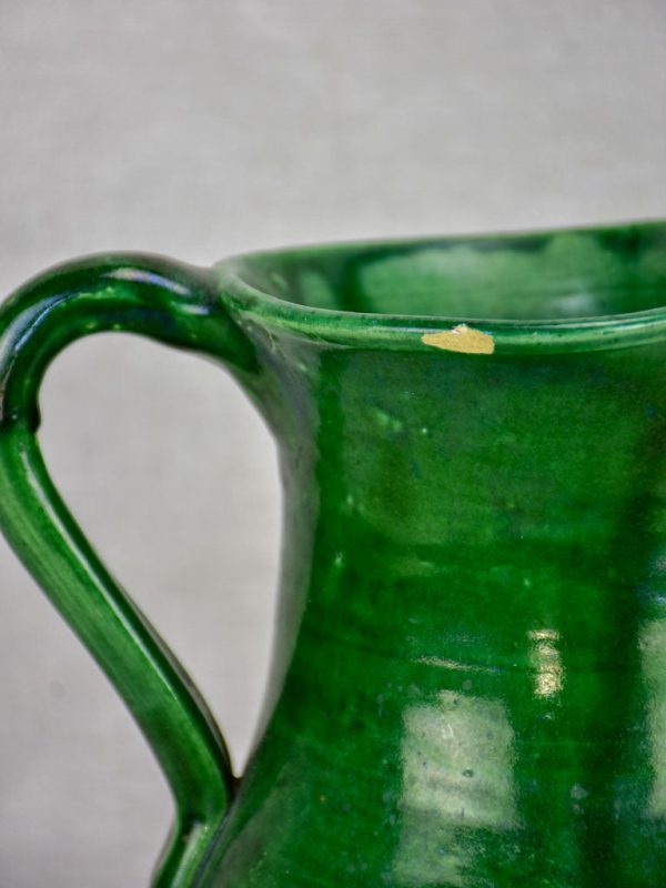 Antique French water pitcher with green glaze Hot on Sale