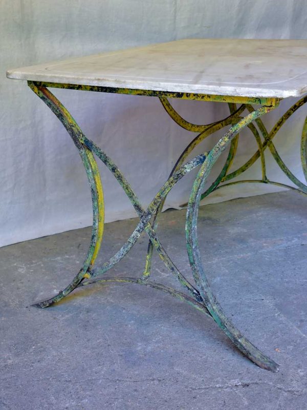 Late 19th Century marble top table with riveted iron base 47¼  x 31½  Discount