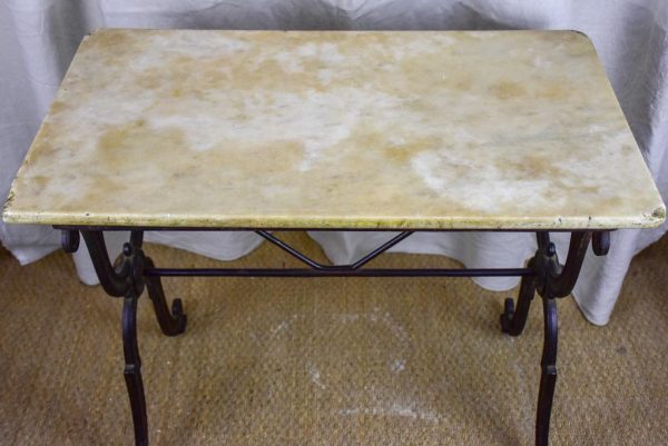 Antique French bistro table with marble top - rectangular on Sale