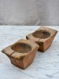 Primitive antique French salt and pepper wooden bowls For Sale