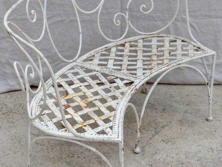 19th Century French garden bench - curved with white patina 52¼  Online Sale