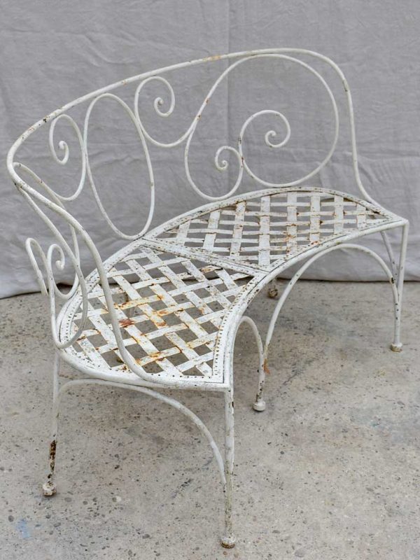 19th Century French garden bench - curved with white patina 52¼  Online Sale