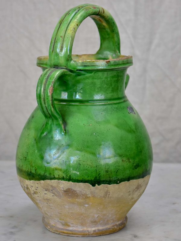 Small 19th Century French water pitcher with green glaze Cheap