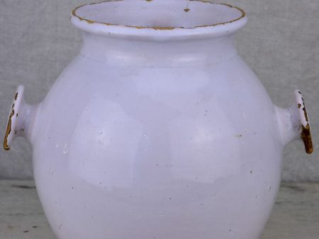 Antique French mustard pot with two handles - white Supply