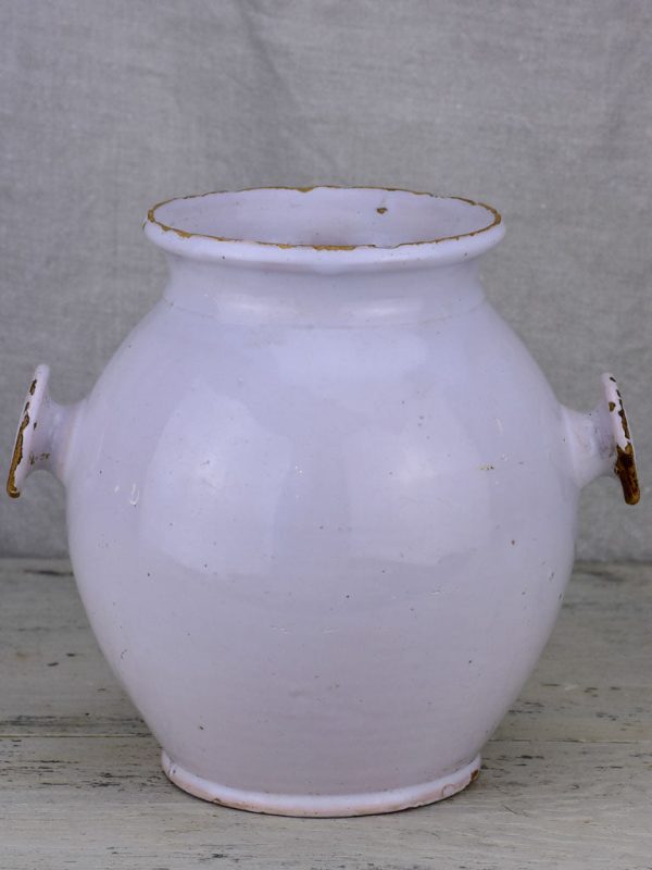 Antique French mustard pot with two handles - white Supply