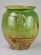 Antique French confit pot with green glaze 9½  on Sale