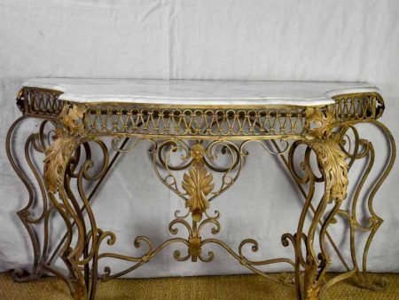 Mid Century French marble and iron console table For Discount