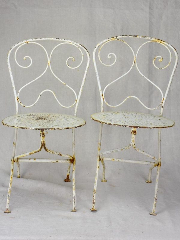 Pair of early 20th Century French children s folding garden chairs - white Cheap