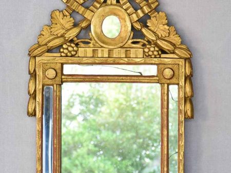 18th-century Louis XVI parclose mirror with pediment, grapes and wheat 18 x 29½   Online now