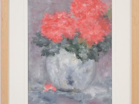 Contemporary floral painting by Karibou - “ Pivoine rouge 15¼  x 19  Online