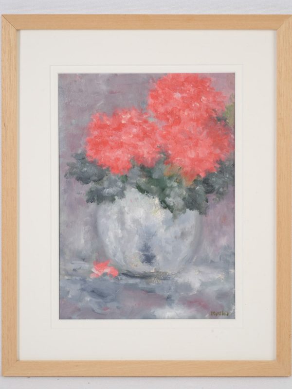 Contemporary floral painting by Karibou - “ Pivoine rouge 15¼  x 19  Online