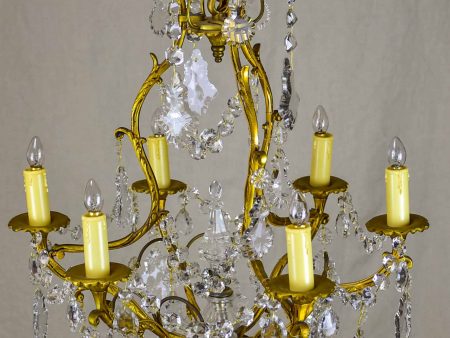 Antique French crystal chandelier - 6 lights on Sale