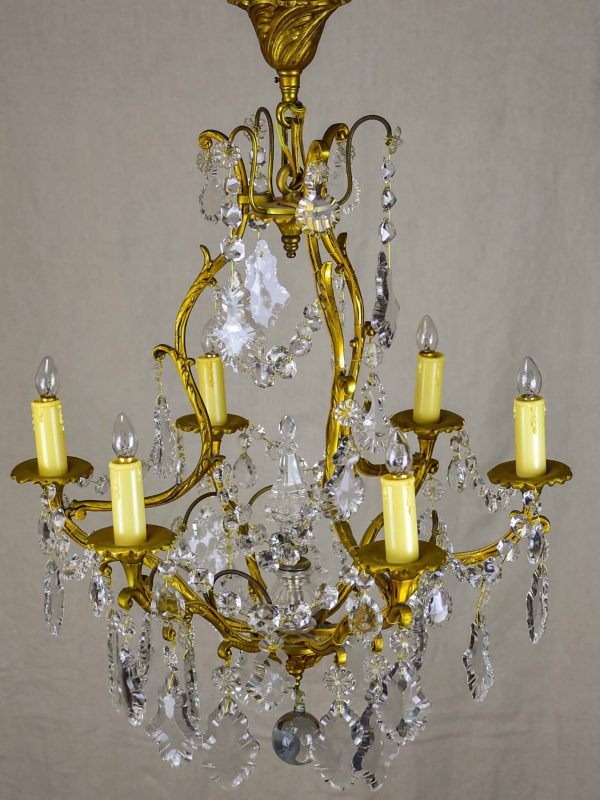 Antique French crystal chandelier - 6 lights on Sale