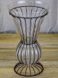 Tall blown glass vase in metal frame Online Sale