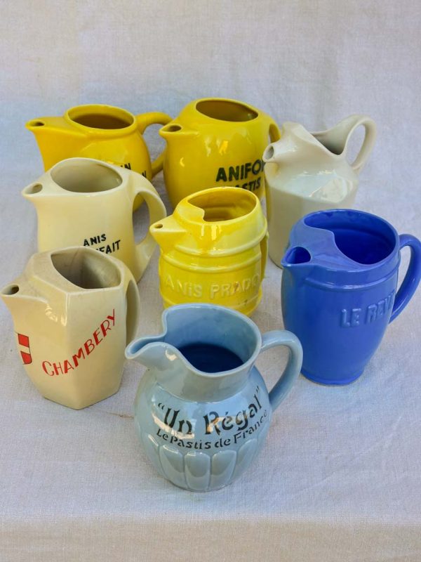 Collection of eight 1930 s Pastis water pitchers For Discount