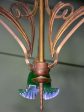 French Art Nouveau three light pendant with green glass lampshades Sale