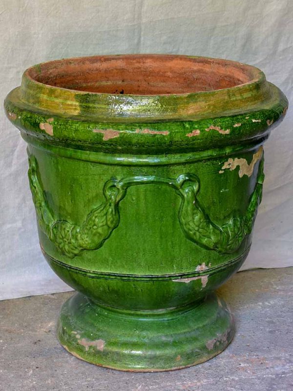 Large French garden urn with Green glaze from St John De Fos - three available 25¼  Cheap