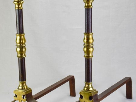 Pair of mid nineteenth-century French fire dogs andirons - brass and bronze 25¼  Supply