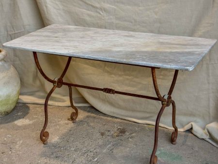 19th Century Rectangular garden table with grey marble top For Sale