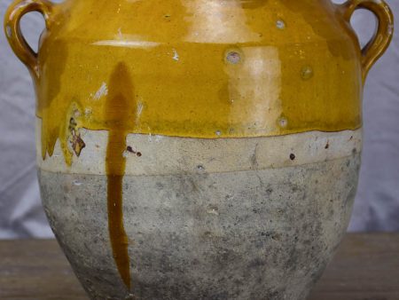 Antique French confit pot with ochre glaze 10¾  Online Sale