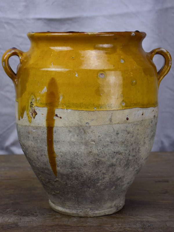 Antique French confit pot with ochre glaze 10¾  Online Sale