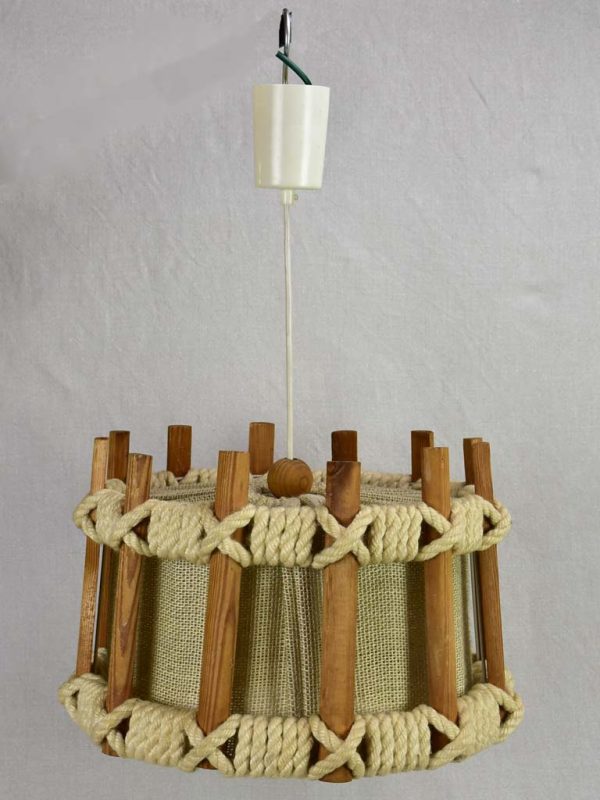 Vintage pendant light with fabric and rope Online