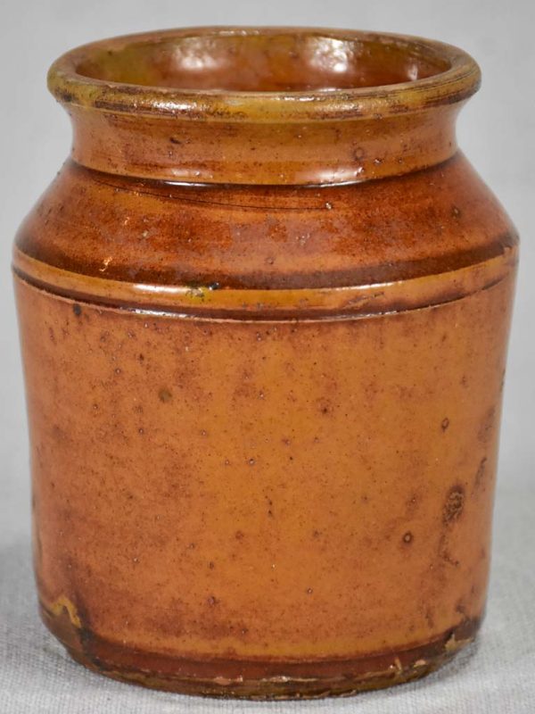 Small antique French preserving pot with orange   ochre glaze Discount