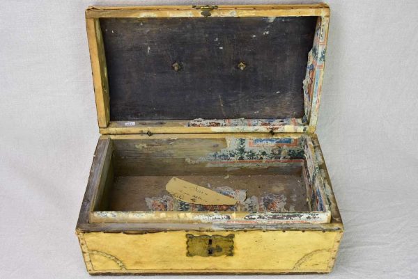 19th century French document trunk covered in parchment 15¾  Online Sale