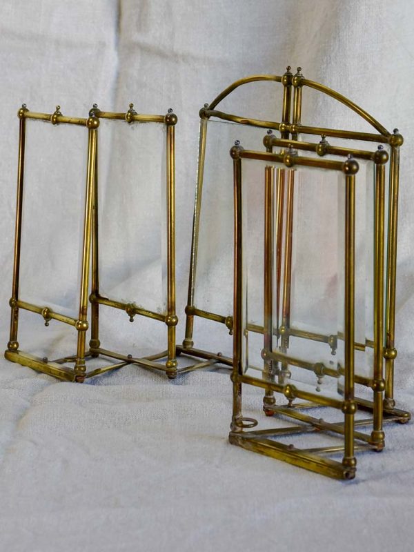 Rare Art Nouveau folding six photo frame - brass and glass on Sale