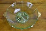 Art Deco Fruit salad serving bowl with eight dishes - green and gold glass Online Hot Sale