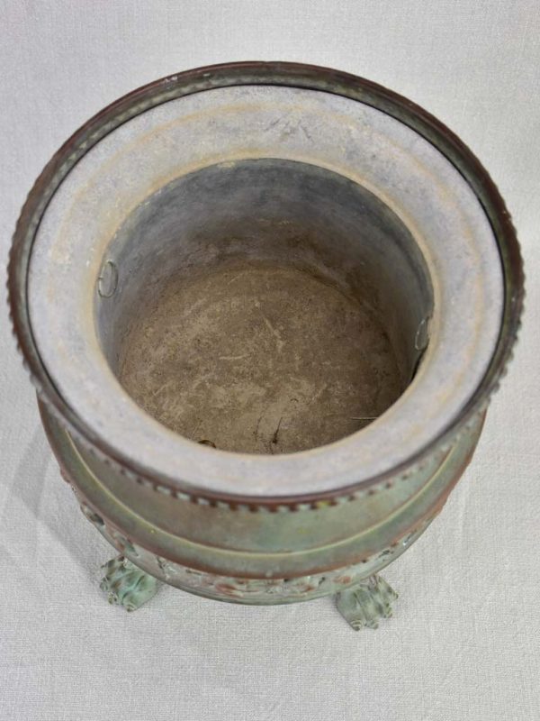 19th-century French tole cachepot with lions feet - Toneline Paris 13½  Cheap