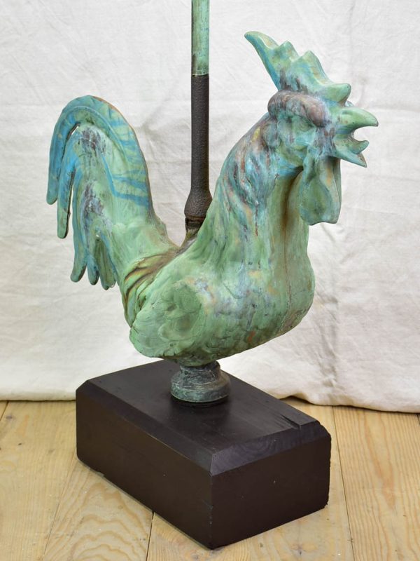 Antique French weathervane rooster mounted on timber block Cheap