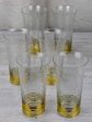 6 engraved antique orangeade glasses with gold stripes Cheap