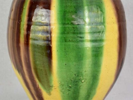 Antique French confit pot with yellow and brown glaze 11   Online