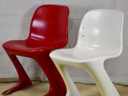 Set of six red and white vintage dining chairs - 1970 s For Cheap