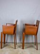 Pair of vintage Italian Quia tan leather armchairs (12 available) Hot on Sale