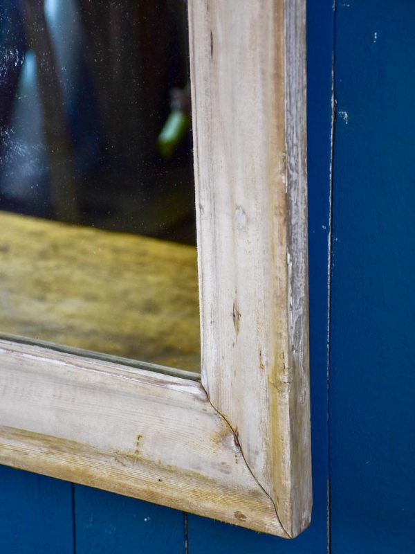 Antique French mirror with wooden frame and white patina - original glass 34¼  x 47¼  Online Sale