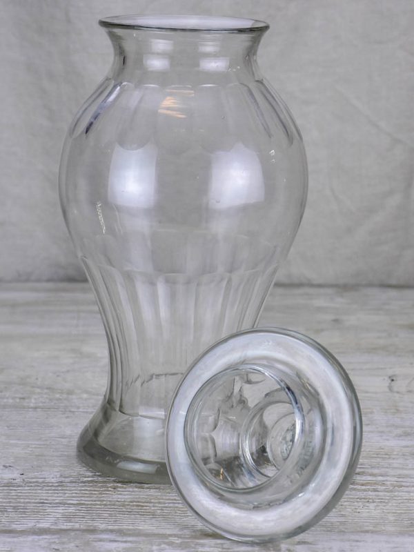 Antique French apothecary glass jar with lid For Cheap