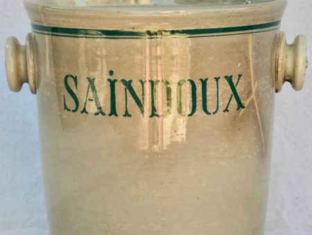 Antique French faience pot - Saindoux 9¾  Hot on Sale