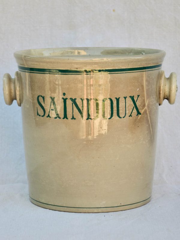 Antique French faience pot - Saindoux 9¾  Hot on Sale