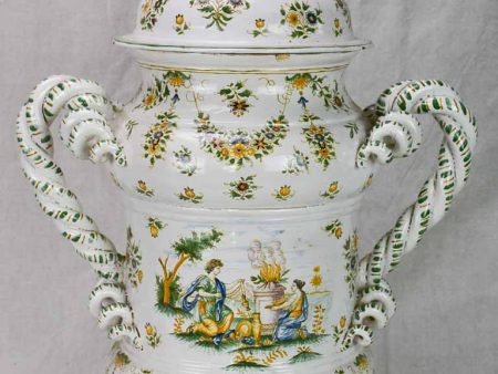 Large antique French apothecary jar - Faience de Moustiers 21¼  on Sale