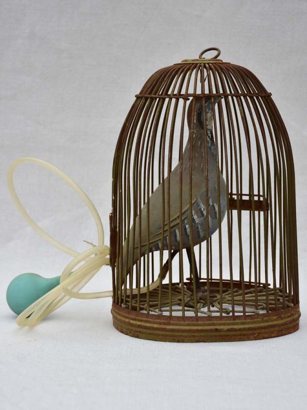 RESERVED DB Rare antique French hunting call bird in cage Online now