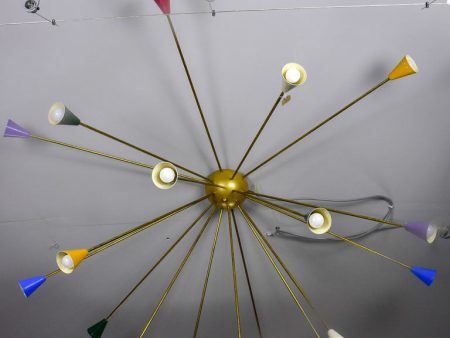 Very large multi-color Italian Sputnik ceiling light - Stilnovo re-edition on Sale